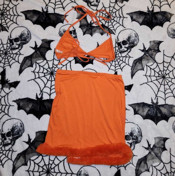 Orange Fuzzy Mesh Skirt Set - Picture 7 of 16